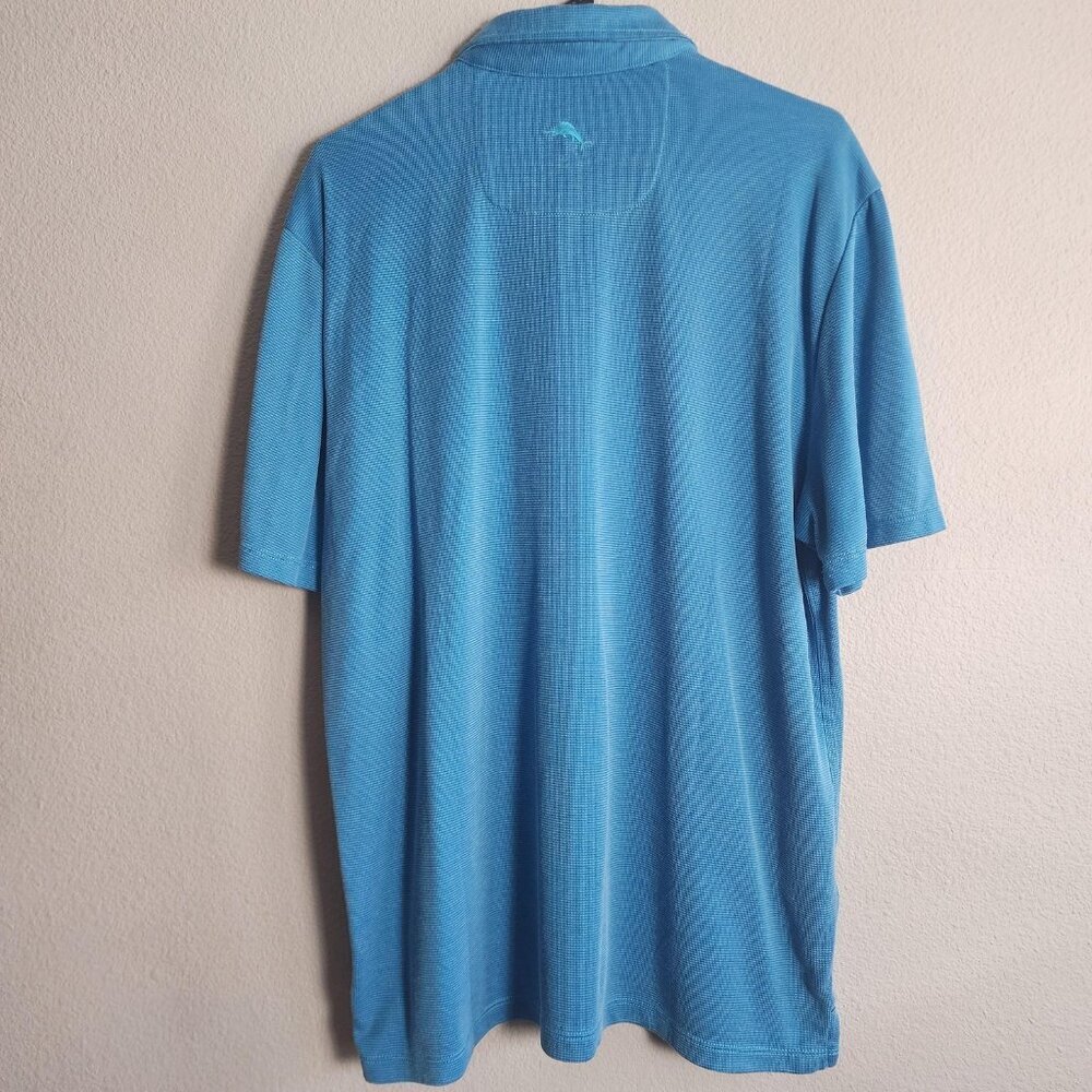 Tommy Bahama Polo Shirt Mens Large Blue Textured Knit TENCEL Modal Blend Golf - Picture 7 of 10